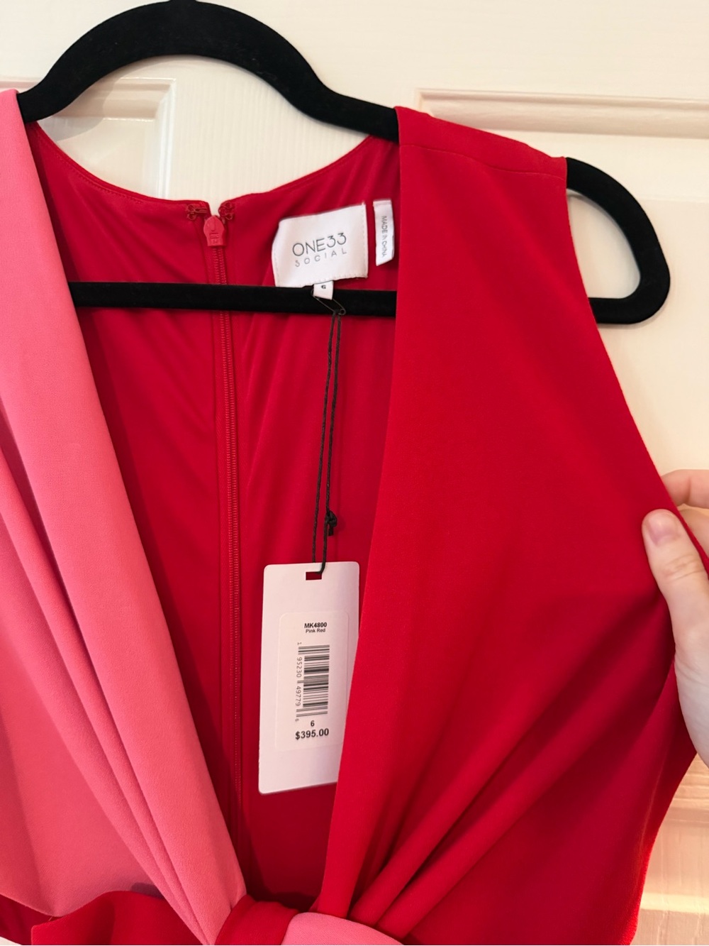 Colorblock Pink & Red Knot-Front Maxi Dress - Picture 3 of 5